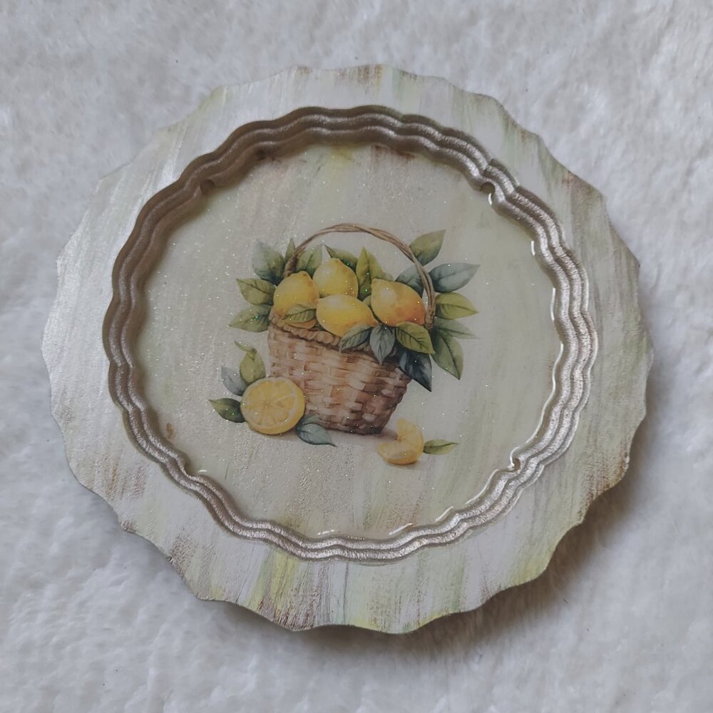 Handmade Lemon Basket Decorative Serving Tray Platter - Picture 4 of 5